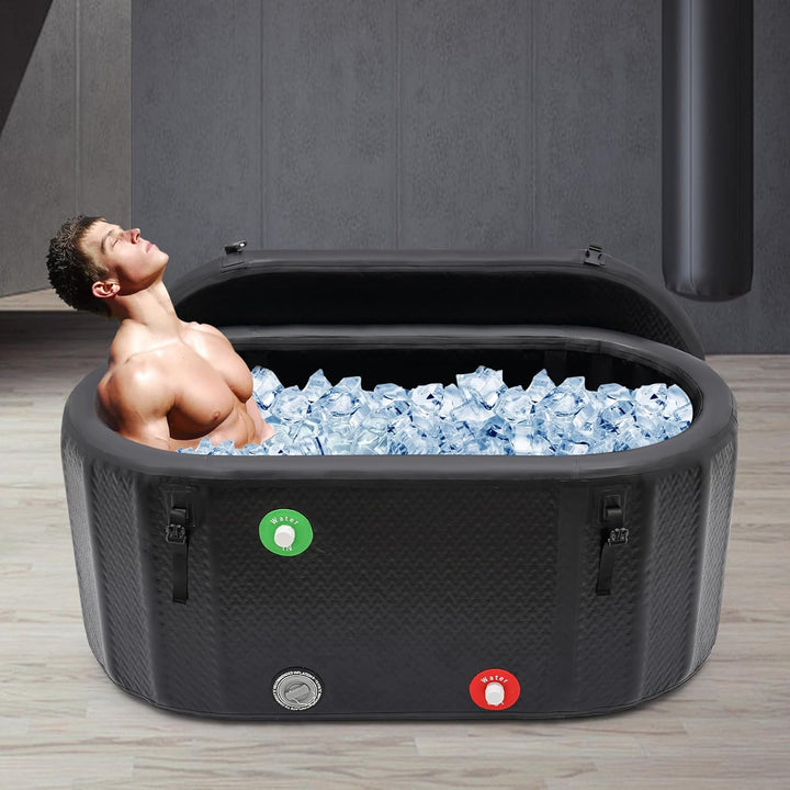 Aufblasbare Badewanne Erwachsene 275L Eisbad Eistonne Faltbare Eisbaden Tonne outdoor mit Aufblaspum