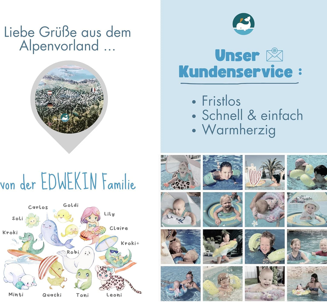 EDWEKIN® Baby Schwimmring, Schwimmhilfe Narwal, Schwimmsitz Kleinkinder, Baby Float, ab 6 Monate bis