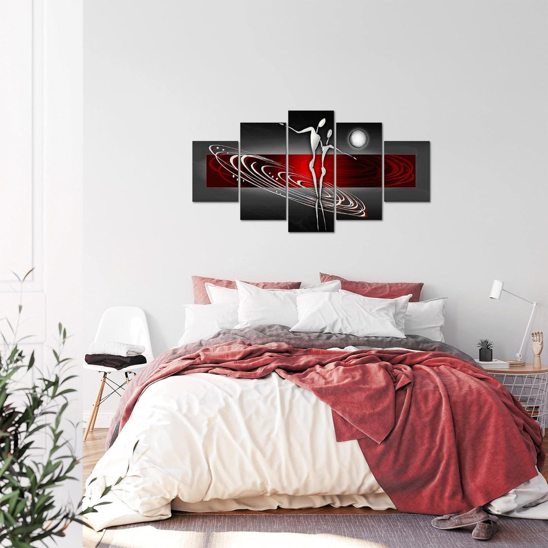 Runa Art Bild Wohnzimmer Schlafzimmer Abstrakt Figuren 5 Teilig Liebespaar Rot Grau Wandbilder auf V