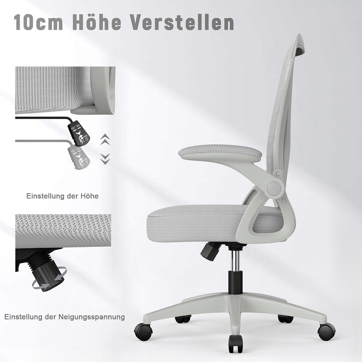 naspaluro Bürostuhl mit Verstellbaren Armlehnen, Ergonomischer Schreibtischstuhl mit Netzbespannung,