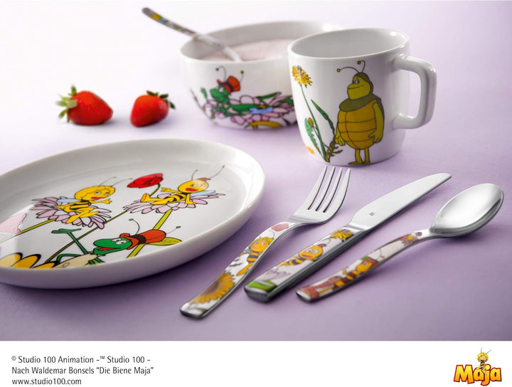 WMF Janosch Kinderbesteck Set 4-teilig, Cromargan poliert &amp; Biene Maja Kinderbesteck Set 4-teilig, K