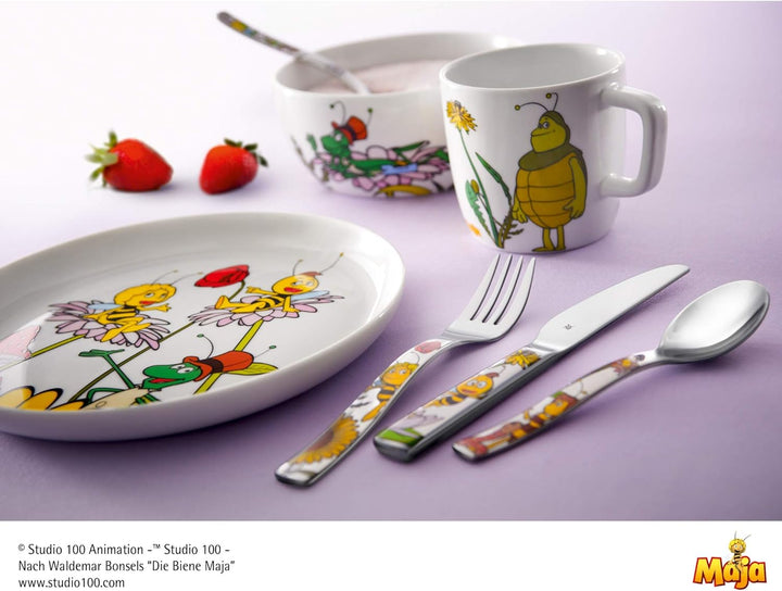 WMF Janosch Kinderbesteck Set 4-teilig, Cromargan poliert &amp; Biene Maja Kinderbesteck Set 4-teilig, K