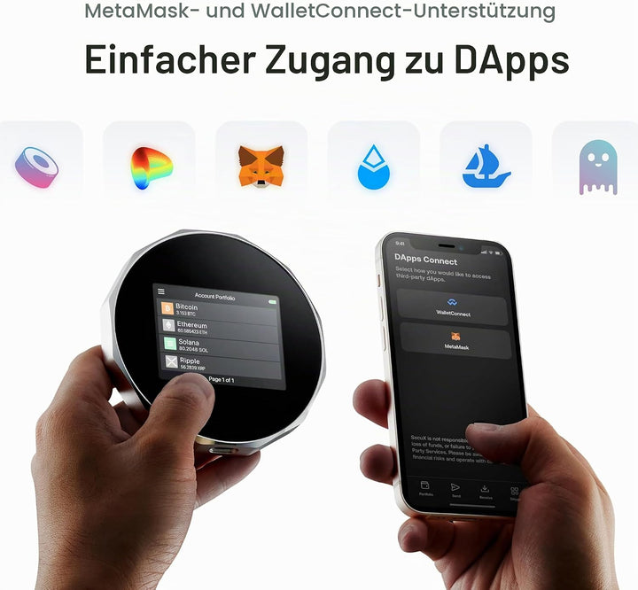 SecuX V20 - Sicherste Crypto Hardware Brieftasche mit Bluetooth - Plattformübergreifend - Verwalten
