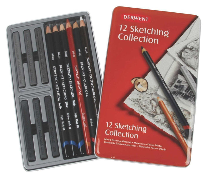 Derwent Sketching Collection Zeichenstifte in Metallbox 12 Stück 12 Farben, 12 Farben