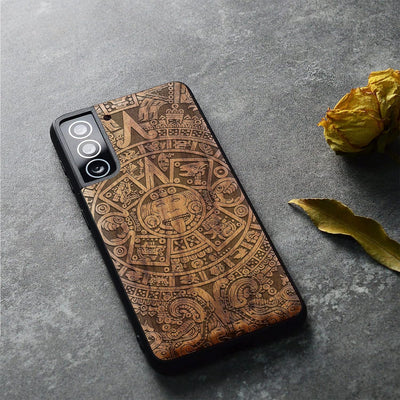 Carveit Hülle für Galaxy S22 Plus HandyHolz [Elegante Walnuss Case] [Weich TPU Stossstange] Stossfes