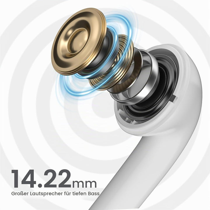 yobola Kopfhörer Kabellos Bluetooth 5.4, Semi-In-Ear Ohrhörer Tiefer Bass Stereo Touch Control mit 4