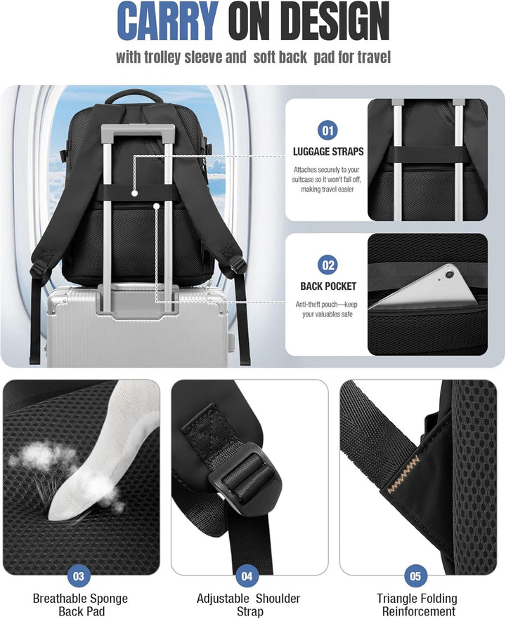 BJLFS Vakuum Rucksack 40x30x20 Handgepäck mit pumpe Reiserucksack Handgepäck Flugzeug Ryanair 40x20x