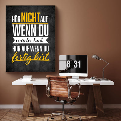 wandmotiv24 Leinwand-Bilder Motivation, Grösse 40x30cm, Hochformat, wenn du fertig bist, Beton-Mauer