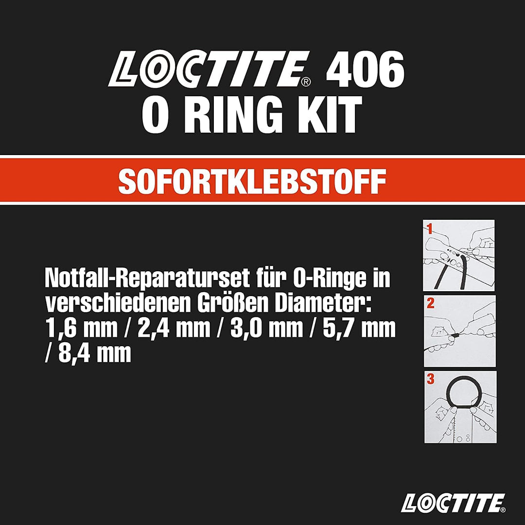 LOCTITE 406 O-RING Kit, Notfall-Reparatur von O-Ringen, O-Ring Set mit LOCTITE 406 Kleber, Werkzeug-