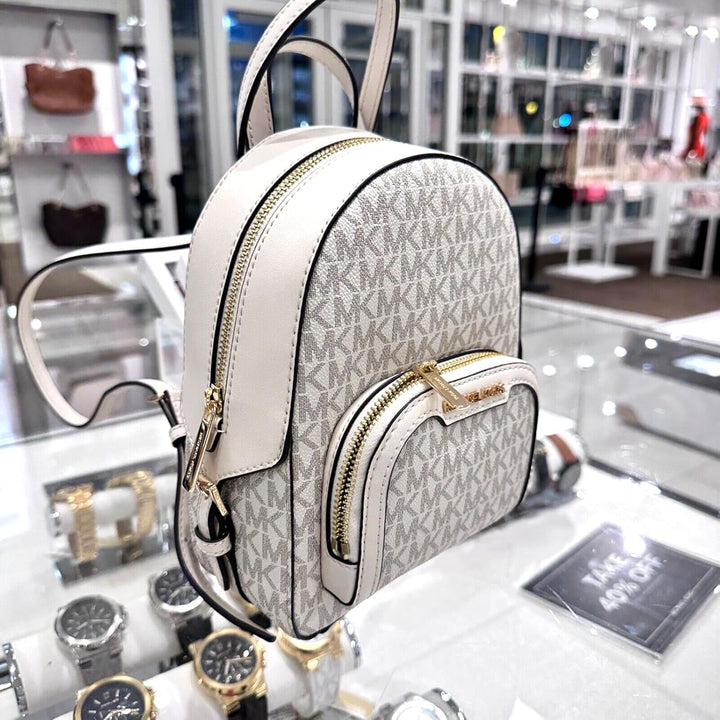 Michael Kors Jaycee XS Mini Convertible Rucksack MK Signature Crossbody (Light Cream), Helles Cremew