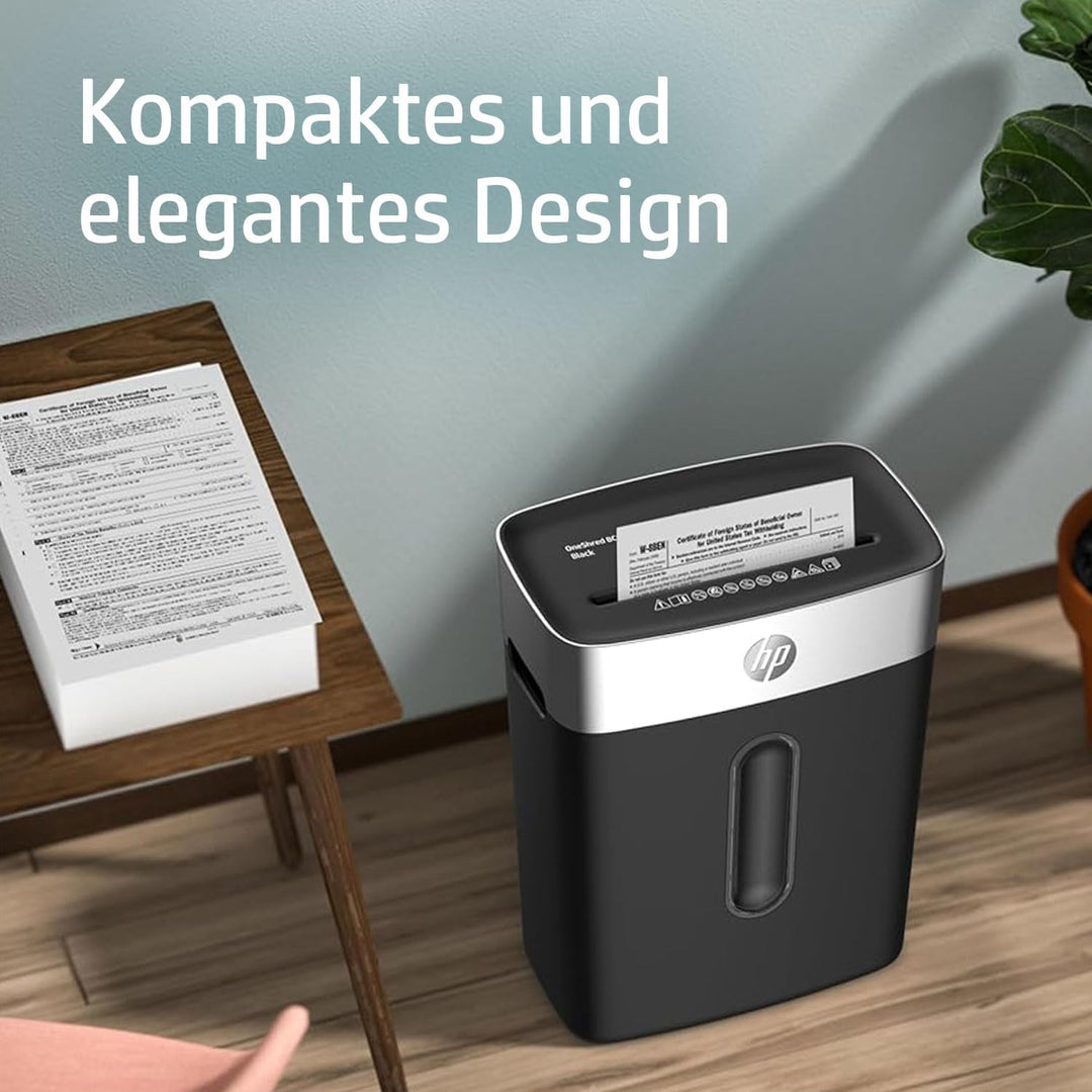 HP OneShred 8CC Black, Aktenvernichter, Sicherheitsstufe P-4, Cross Cut, 8 Blatt, 2826, schwarz/Silb