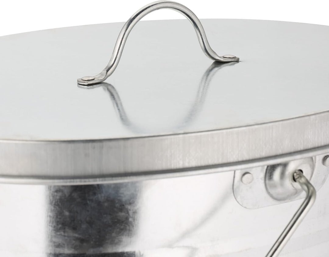 Relaxdays Ascheeimer mit Deckel, 12 l, Aschetonne mit Henkel, für Kohle & Asche, Kamin, Ofen, verzin