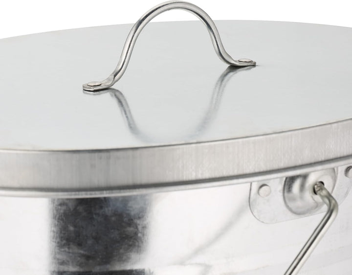 Relaxdays Ascheeimer mit Deckel, 12 l, Aschetonne mit Henkel, für Kohle & Asche, Kamin, Ofen, verzin