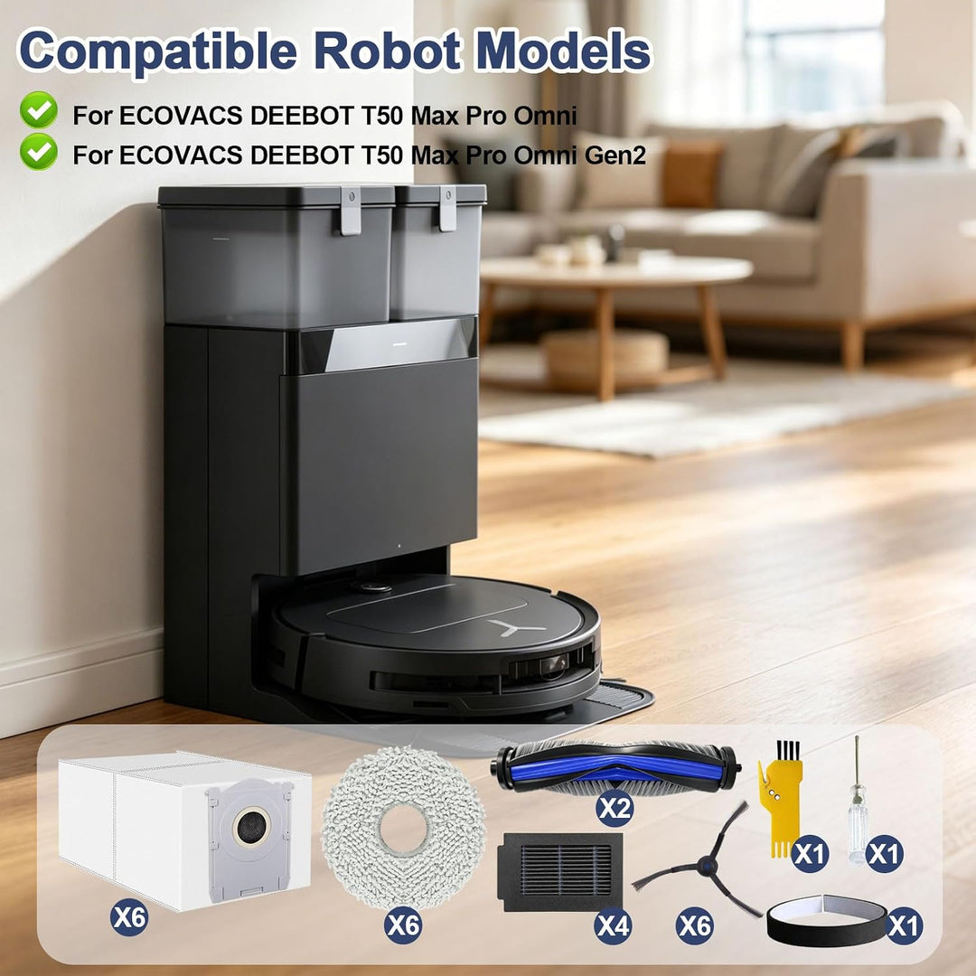 Zubehör für ECOVACS DEEBOT T50 Max Pro Omni / T50 MAX PRO Omni Gen2 Roboter-Staubsauger 2 Hauptbürst