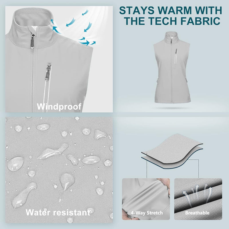 33,000ft Damen Leichte Laufweste Outdoor Softshell Weste Frau Ärmellose Jacke Winddichte Wasserdicht