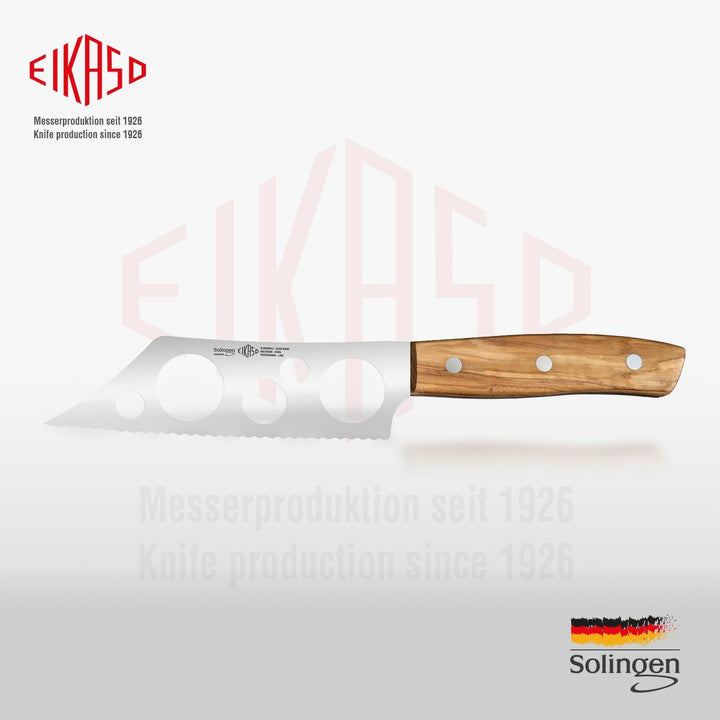 EIKASO Solingen Germany Käsemesser mit Wellenschliff - 14cm Klinge aus Molybdänstahl 1.4116 Weichkäs