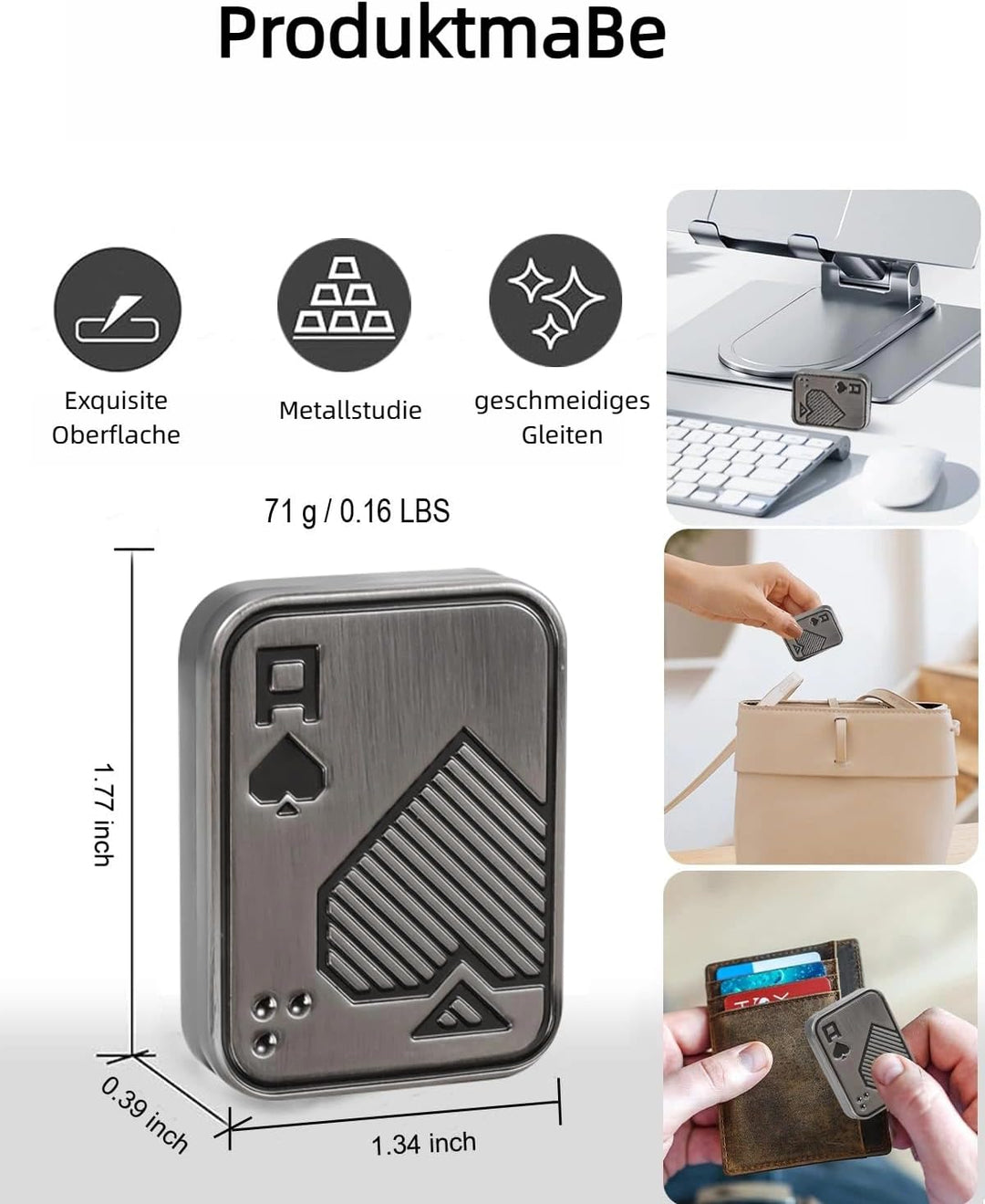 Metall-Fidget-Slider, Pop-Fidget-Spielzeug Poker Push Card für Jugendliche und Erwachsene, Geschenk