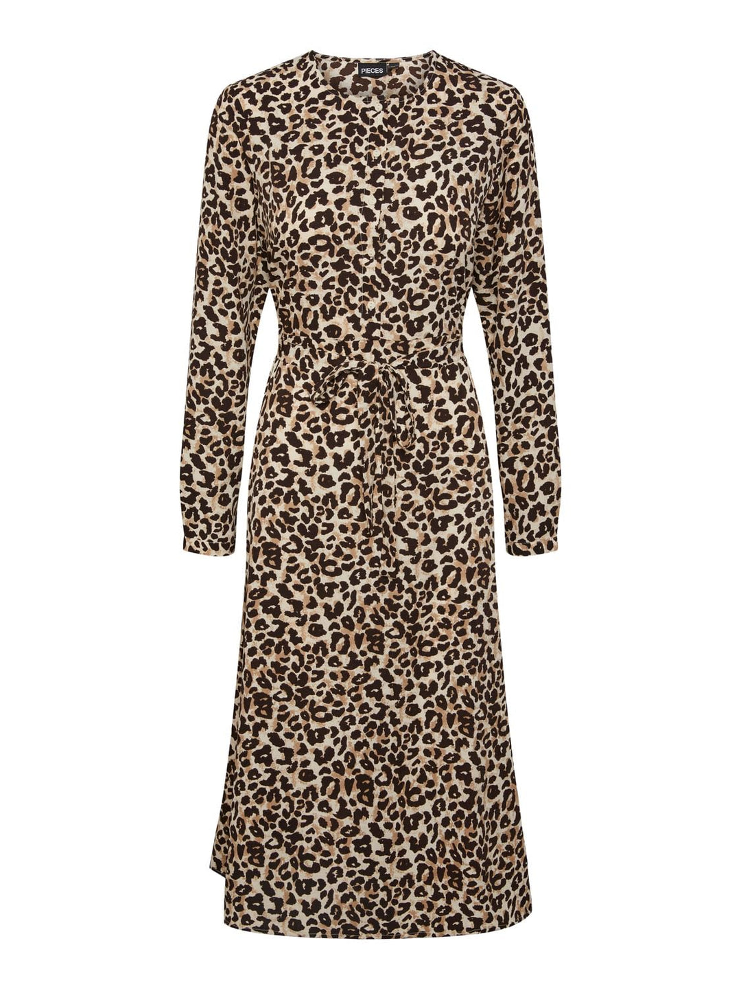 PIECES Damen Pcnessa Ls Midi Dress Noos M Silver Mink/Aop:leo Aop, M Silver Mink/Aop:leo Aop