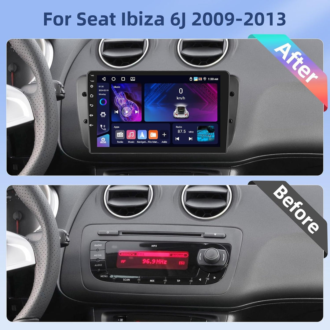 Hikity für Seat Ibiza 6J 2009-2013 Radio [4+64GB] Android 15 Autoradio CarPlay Android Auto Wireless
