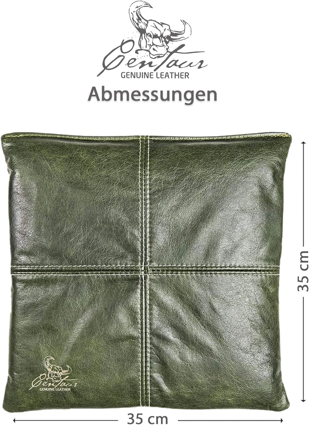 Centaur - Hochwertiges Leder Sitzkissen - Smaragdgrün 35x35 cm - Ideal für Stuhl oder Sitzbank - Abw