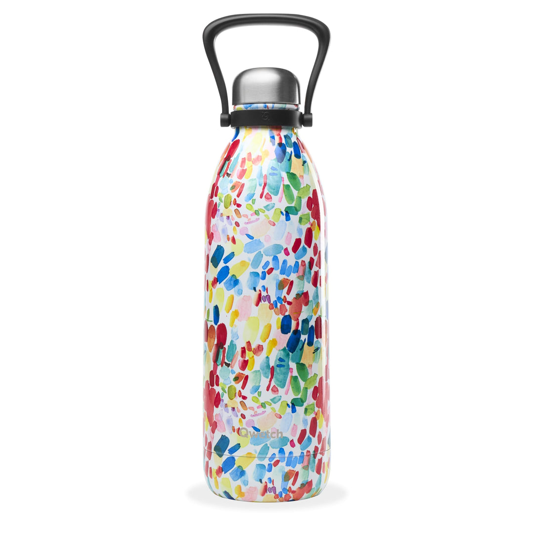 QWETCH - Grosse 1,5L Edelstahl Trinkflasche Arty Titan - Thermosflasche 48h Kalt & 16h Heiss - Ausla