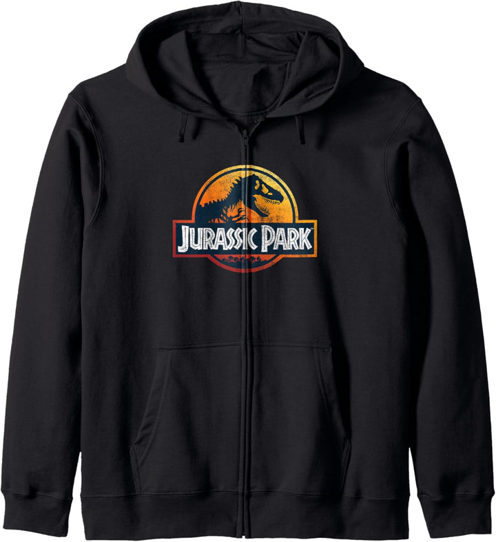 Jurassic Park Classic Retro Partial Sunset Fill Logo Kapuzenjacke