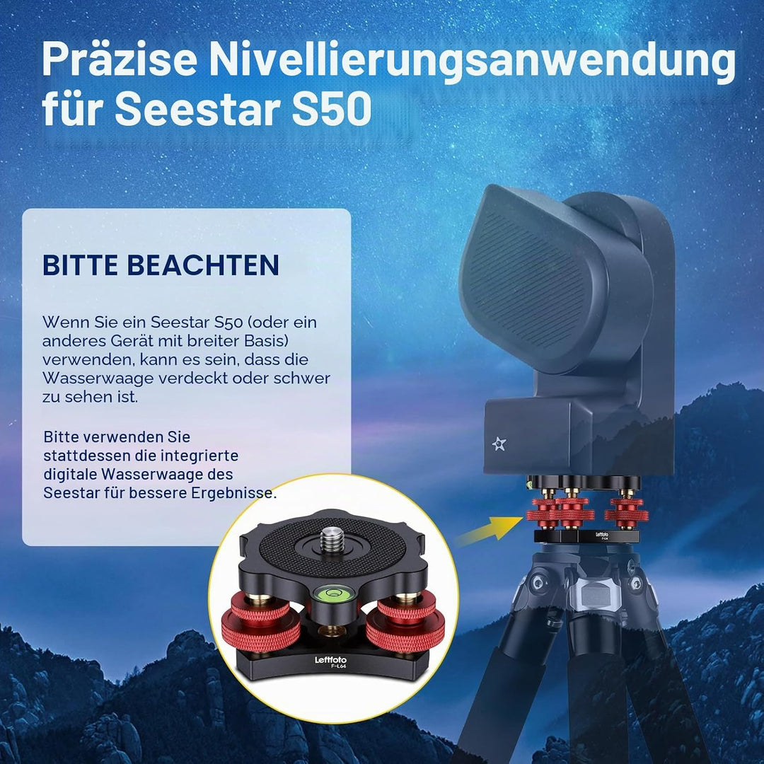 Stativ Nivellierständer mit +/-5 Grad Präzisions-Einstellhalterung für Panoramakopf Kugelkopf Videok