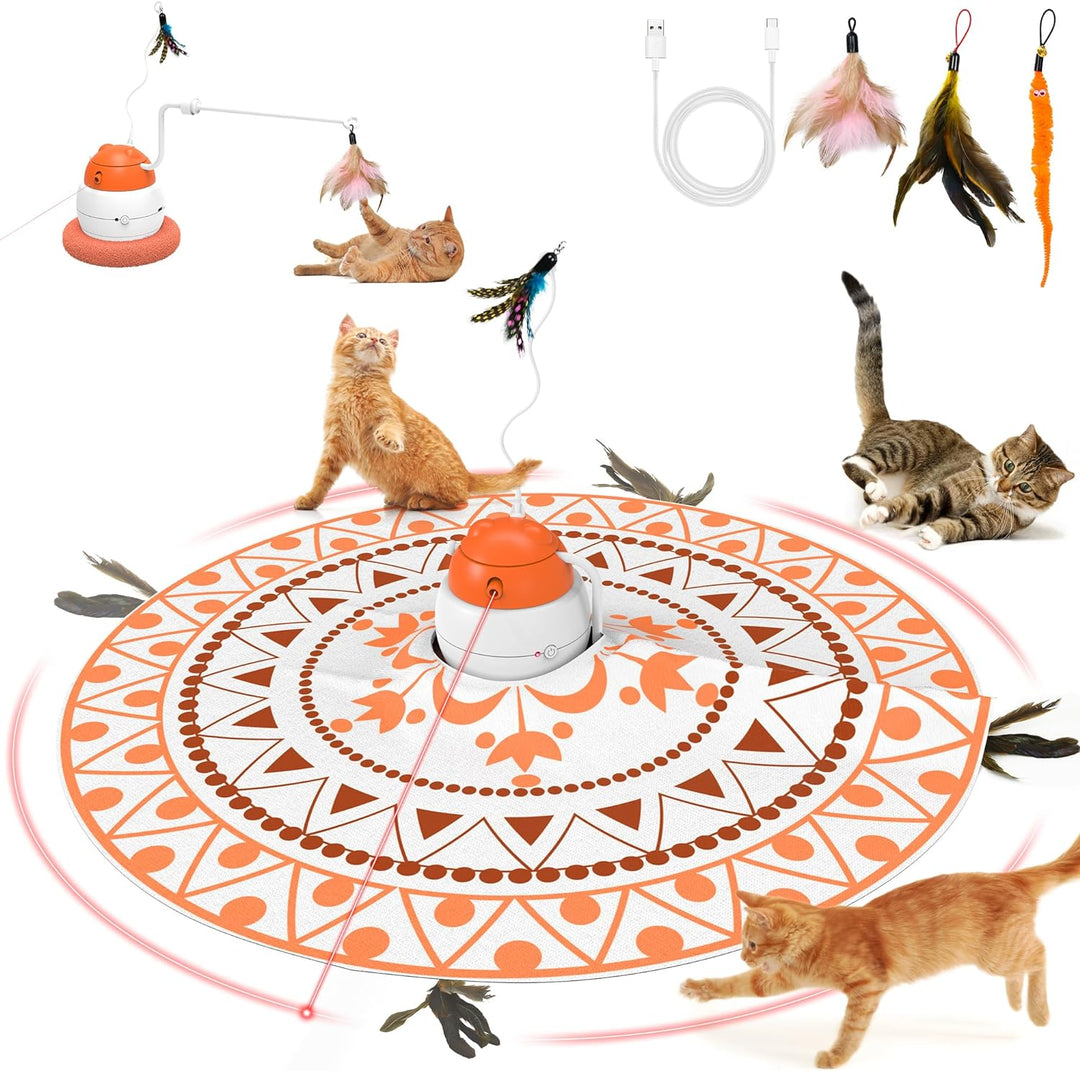 IOKHEIRA 4 in 1 interaktives Katzenspielzeug für Indoor Katzen Erwachsene, automatische Katzenspielz