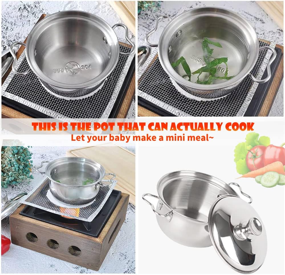 Edelstahl Pretending Cooking Utensils Kochgeschirr Set, Mini Play Kitchen Zubehör, Spielen Töpfe und