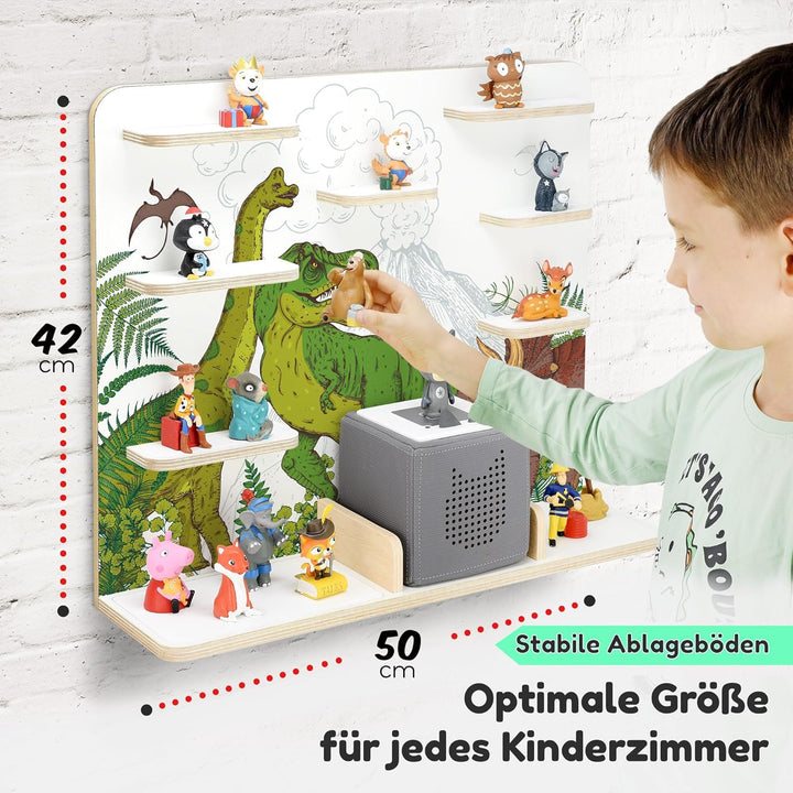 stadtecken Holzregal für Musikbox I Geeignet für die Toniebox und ca. 50 Tonies I Perfekte Tonie Auf