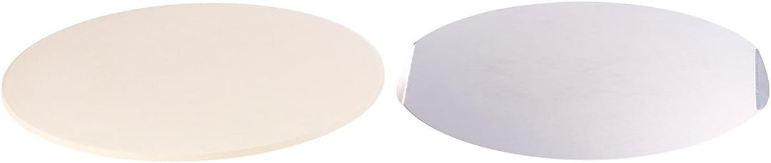 Pizzabackstein: Runder Pizzastein mit Aluminium-Servierblech, Ø 33 cm (Steinbackofen-Pizza-Platten,