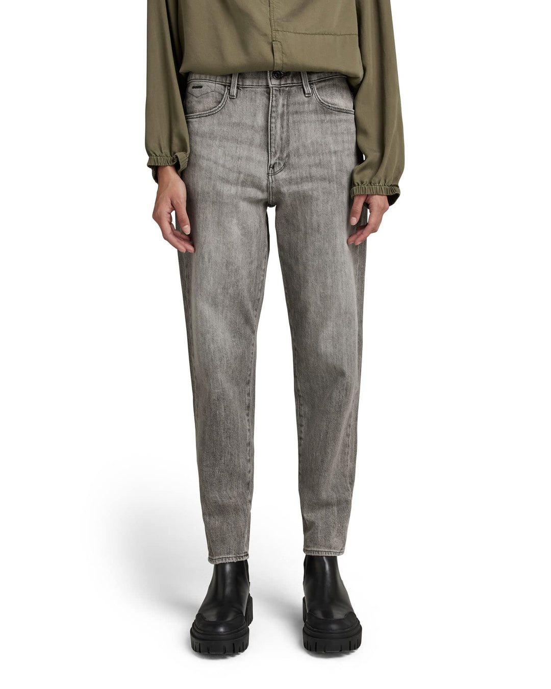 G-STAR Damen Janeh Ultra High Waist Mom Ankle Straight Jeans 25W / 32L Grau (Faded Carbon D16083-c90