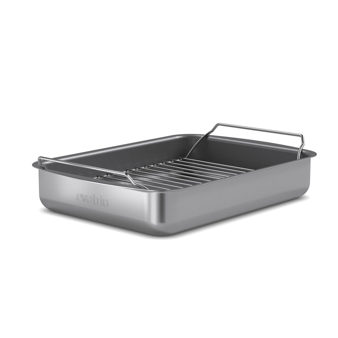 Eva Trio | Professionell Bräter mit Rost 30x22 cm keramischer Slip-Let®-Antihaftbeschichtung |Mit ih