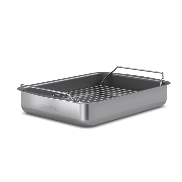 Eva Trio | Professionell Bräter mit Rost 30x22 cm keramischer Slip-Let®-Antihaftbeschichtung |Mit ih