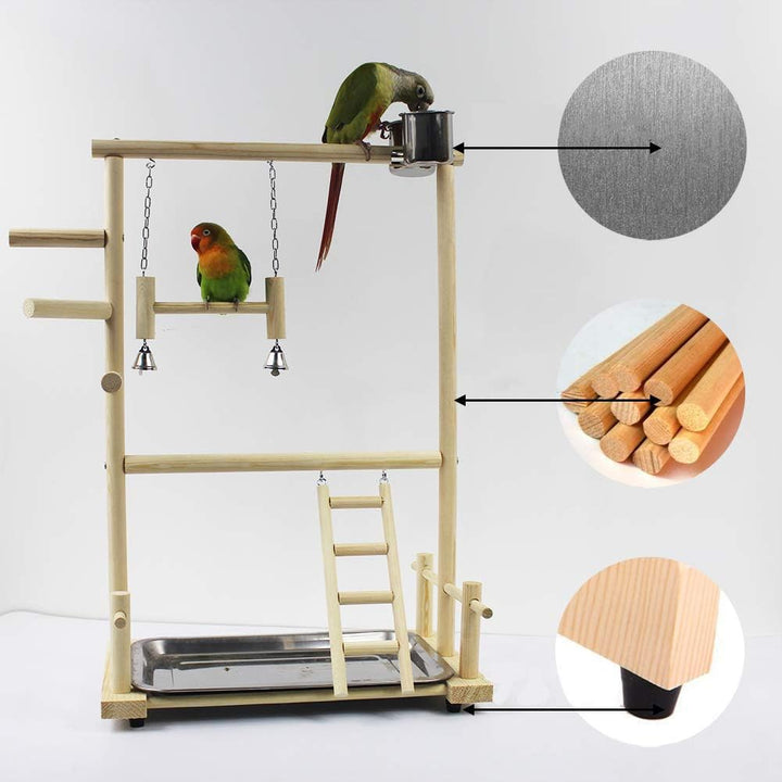 TiSkying Papagei Vogel Spielplatz, Papageien Playstand Papageien Spielstand Vogel Spielplatz Holz Ba