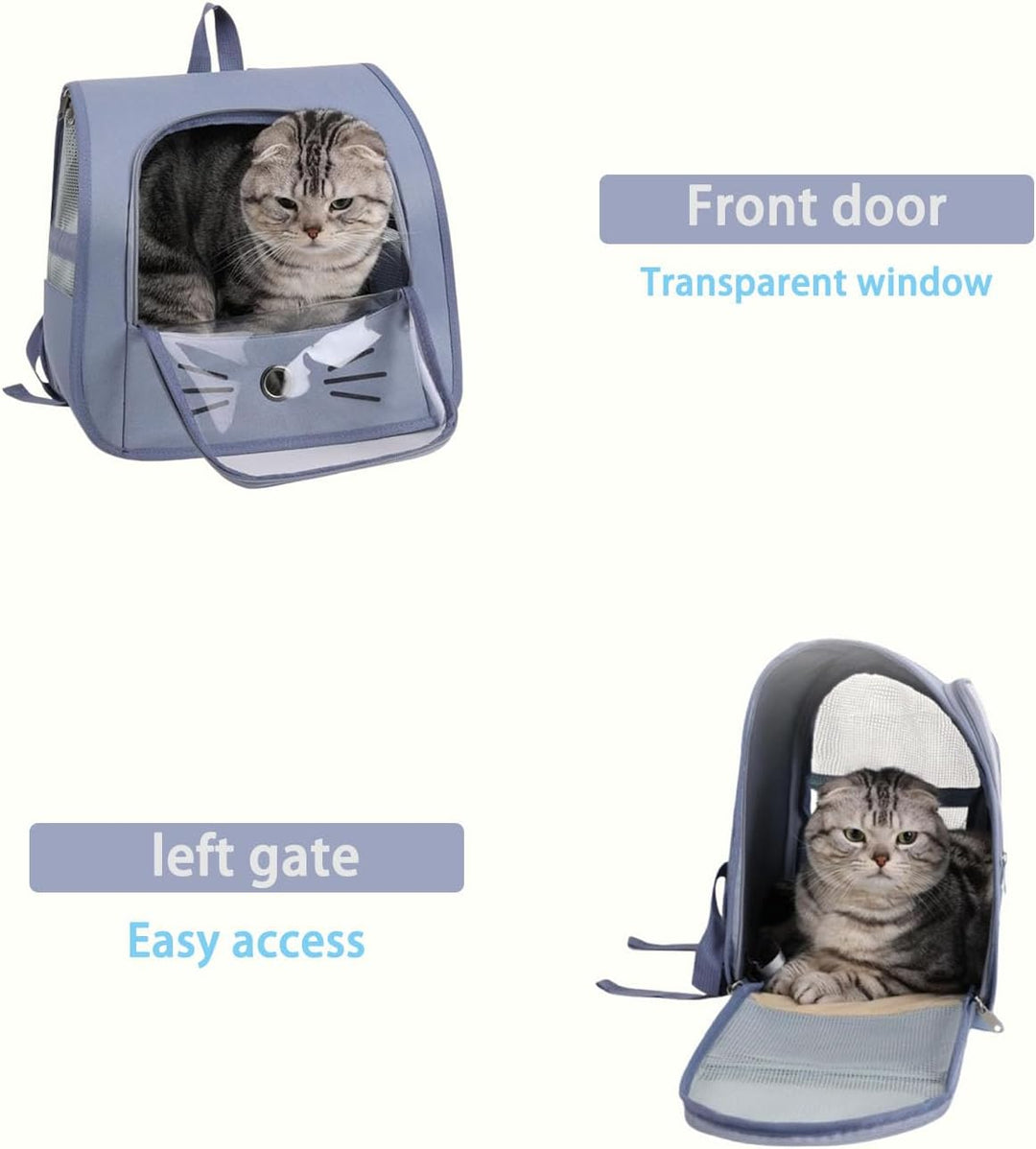 Katzenrucksack Mit Netzfenster, Tragbare Und Faltbare Katzenrucksack, Haustier Tragetasche, Atmungsa