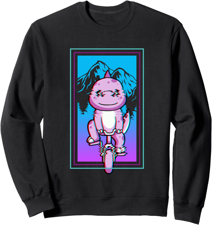 Dinosaur Kawaii T-rex Biker Bicycle Mountain Bike Vaporwave Sweatshirt