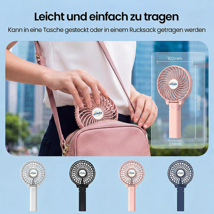 efluky Handventilator, Tragbarer Mini Ventilator, Faltbarer USB-Ventilator Wiederaufladbar, Kleiner