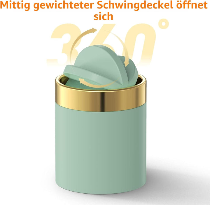 Mbillion Mini-Mülleimer mit Deckel, kleiner Schreibtisch-Mülleimer, niedlicher Metall-Mülleimer für
