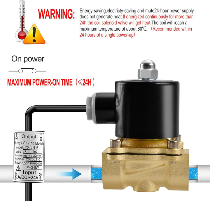 Heschen Messing Elektrisches Magnetventil, 2W-200-20J, PT3/4'', DC24V, Direct Action Wasser Air, Nor