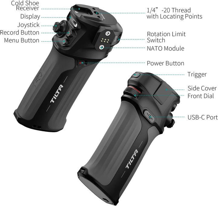 Tilta Nucleus NII Control Handle Nucleus Nano II mit USB-C Stromkabel, Bedienelemente für Nucleus Na