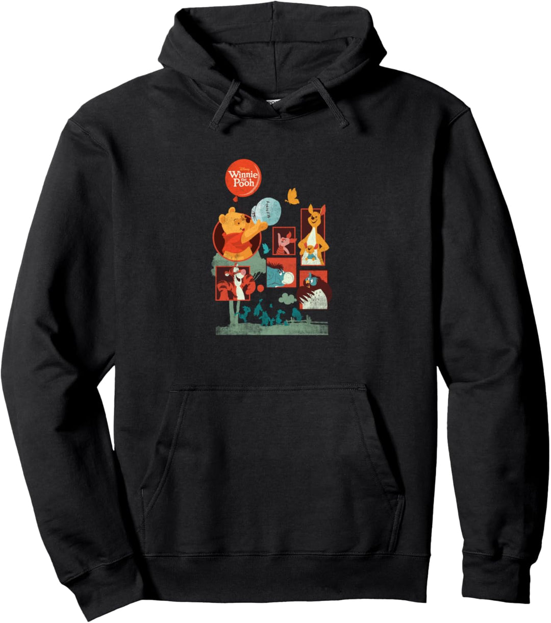 Disney Winnie The Pooh Group Shot Box Up Silhouette Pullover Hoodie