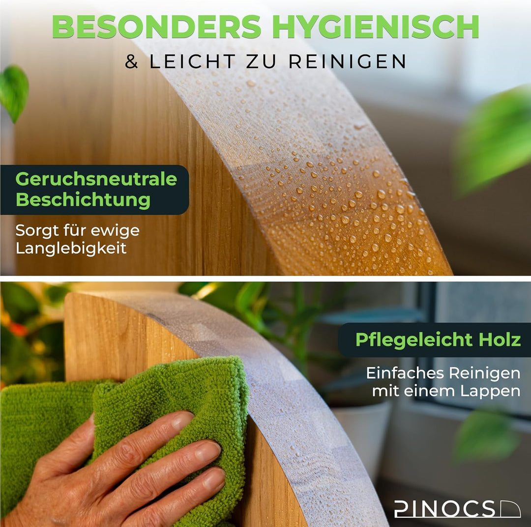 Pinocs Messerblock Magnetisch, aus natürlichem Eichenholz, Doppelseitiger Messerhalter, Extra Starke