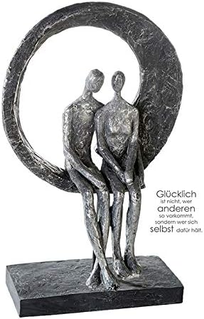 Casablanca Deko Skulptur - aus Poly silberfarben -Zertifikat Spruchanhänger H 30 cm Höhe 30 cm Grau,