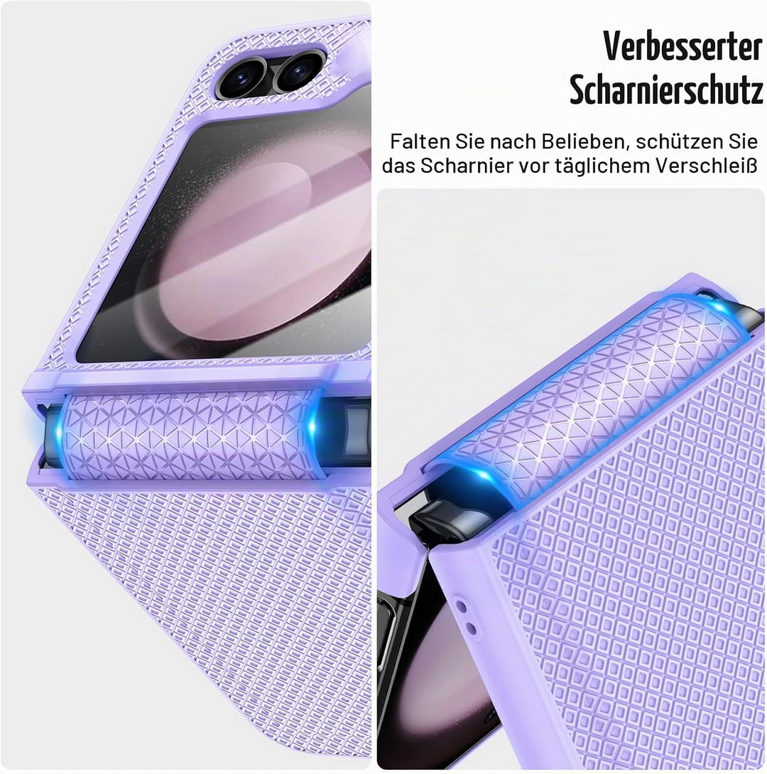 Doeshine for Samsung Galaxy Z Flip 5 Hülle mit Scharnierschutz &amp; Displayschutzfolie, Rutschfester Te