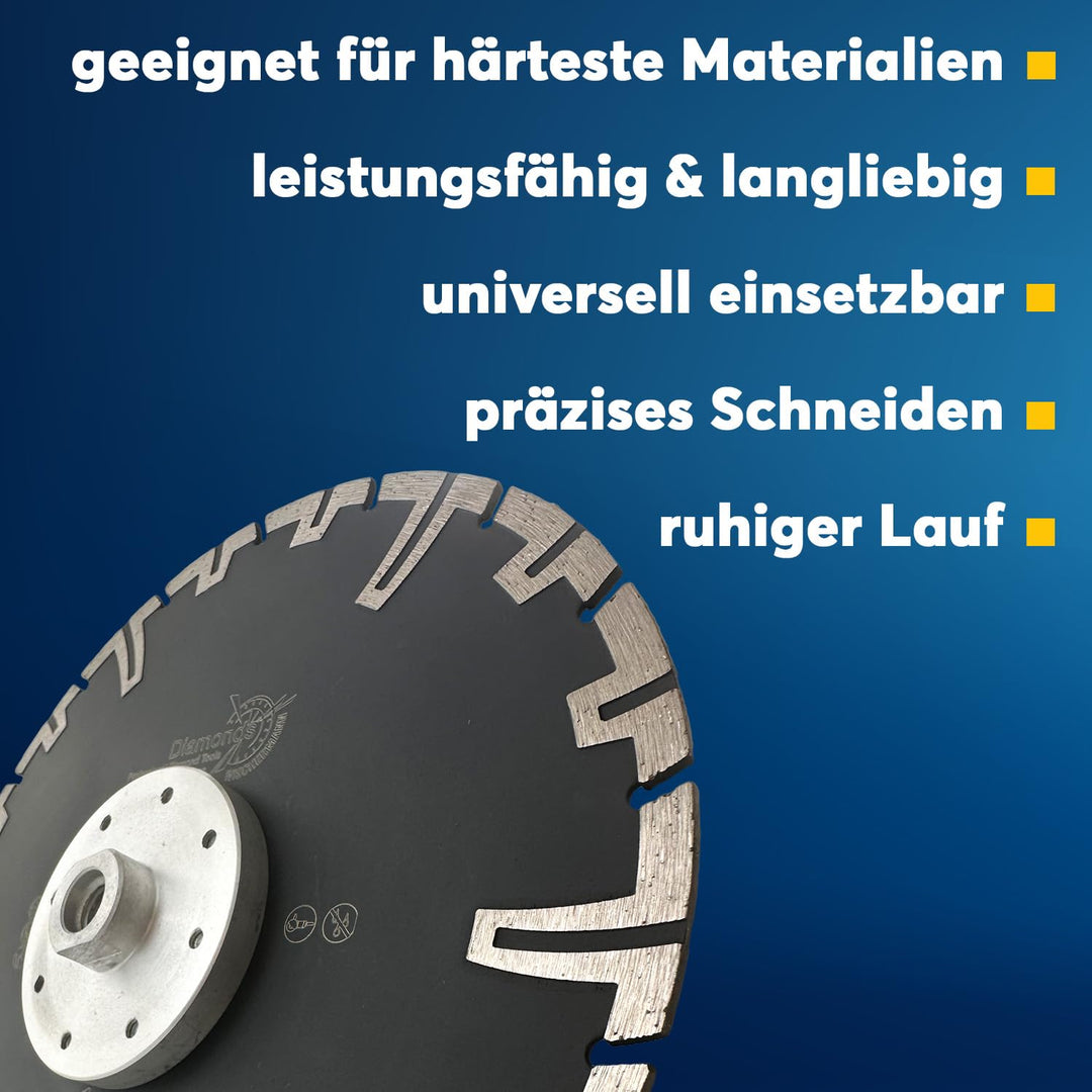 EDW Profi Spezial Speed T Granit Diamant-Trennscheibe 230 mm mit Winkelschleifer Flansch M14 Naturst
