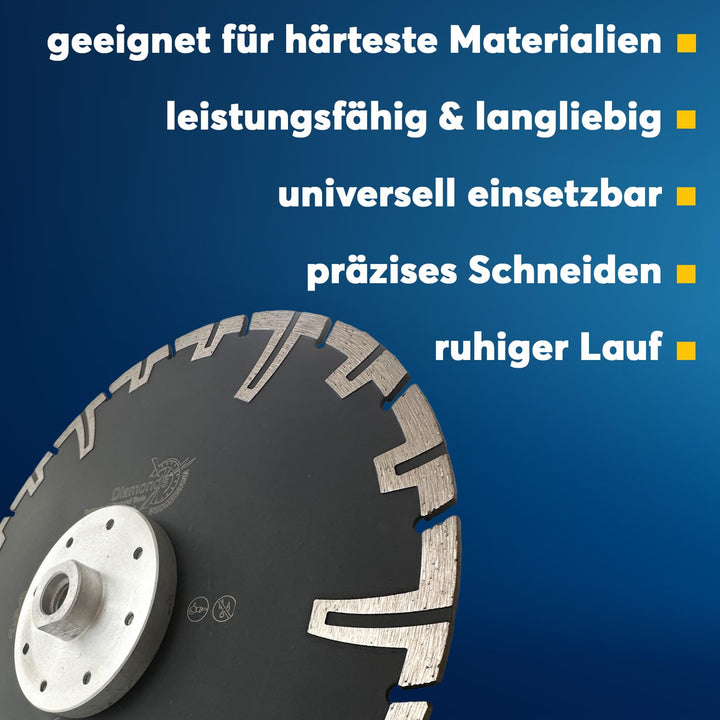 EDW Profi Spezial Speed T Granit Diamant-Trennscheibe 230 mm mit Winkelschleifer Flansch M14 Naturst
