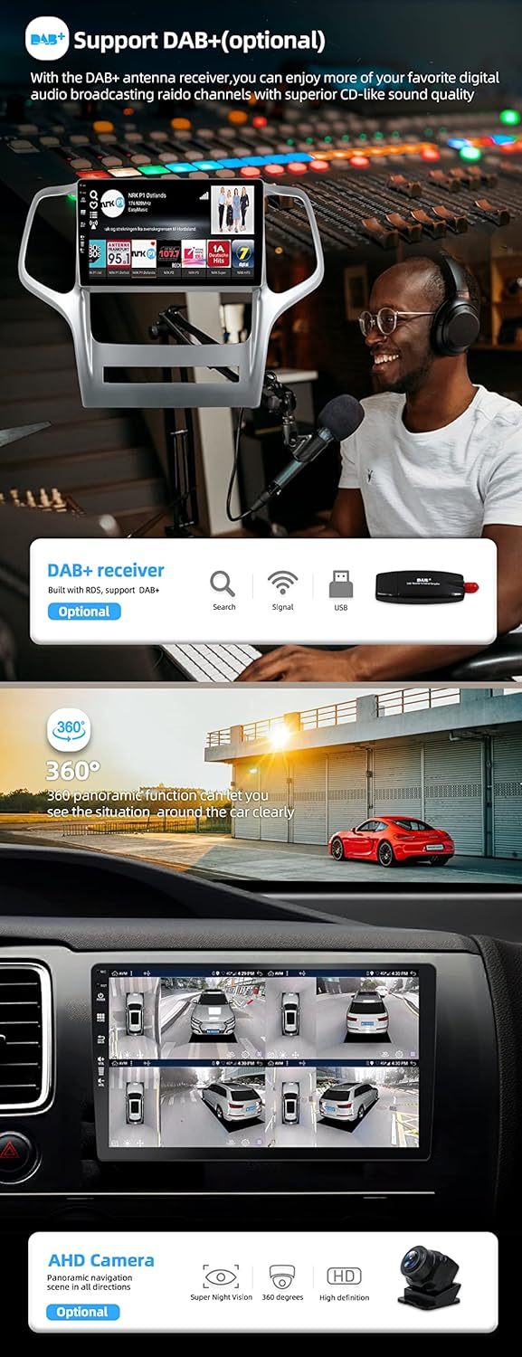 JOYX - [6G+128G] - Android 15 IPS Autoradio Passt für Jeep Grand Cherokee WK2 (2008-2013) - Kabellos