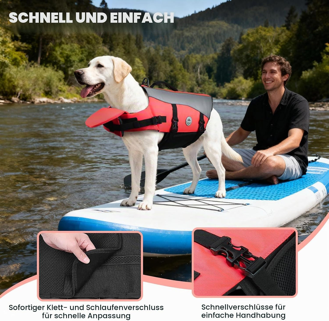 VIVAGLORY Front Float Schwimmweste Hund, Hundeschwimmweste für Bootfahren, Schwimmweste with Kopfstü