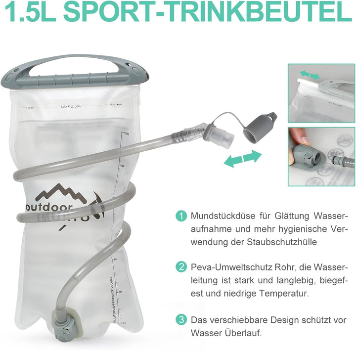 INOXTO Sport Wasserbeutel Weste Mit 1.5l Trinkblasen Running Weste Rucksack FüR Outdoor Wandern Trai